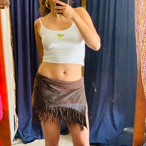 Fringe handmade one of a kind hippie wrap skirt S